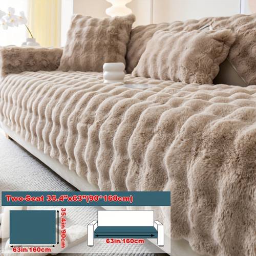 1pc fashionable rabbit like plush sofa cushion anti slip and wear resistant pet friendly sofa cover sofa protective cover machine washable 450 500gsm polyester fiber compatible with multiple sofa types home decoration