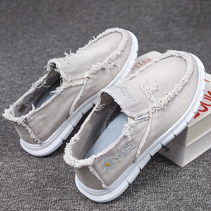 

Women's Slip-on Walking Shoes, Fashion Sneakers, Casual Canvas Shoes, Comfortable Fabric Flats For Daily Wear