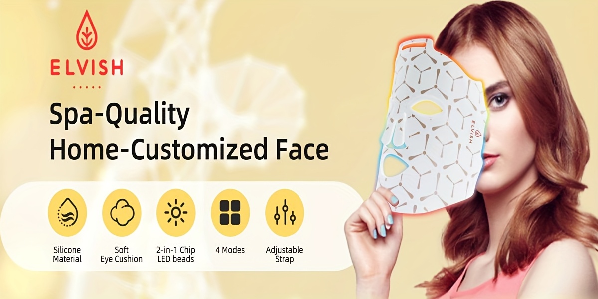 Escfu LED Facial Mask - Red Light, USB Rechargeable