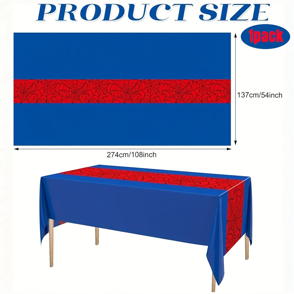 3 Pack Spider Hero Birthday Tablecloths - 54x108 Inch Red Cartoon Party Decorations