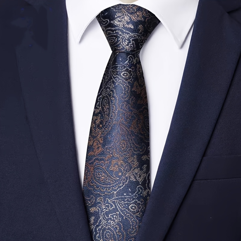 TEMU Une cravate nœud de 8 cm en jacquard de style haut de gamme à motif Paisley pour costumes formels, associée à un accessoire de cou de style
