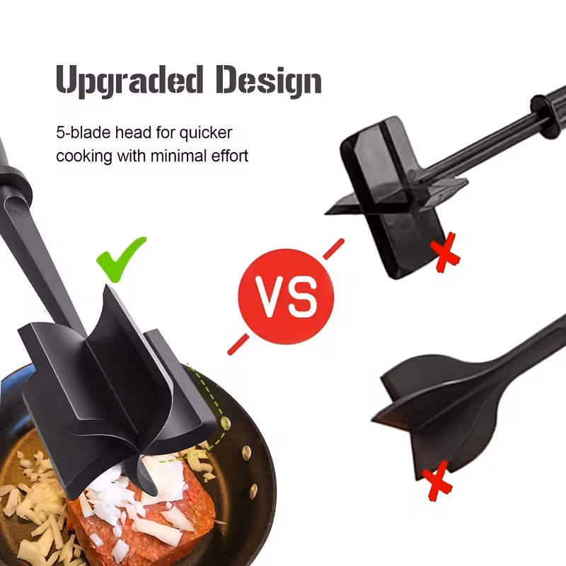 heat nylon meat crusher with 5 curved non with minced beef burger mince kitchen must have tool handheld meat cooking spatula mince meat and grinding spatula Product details 0