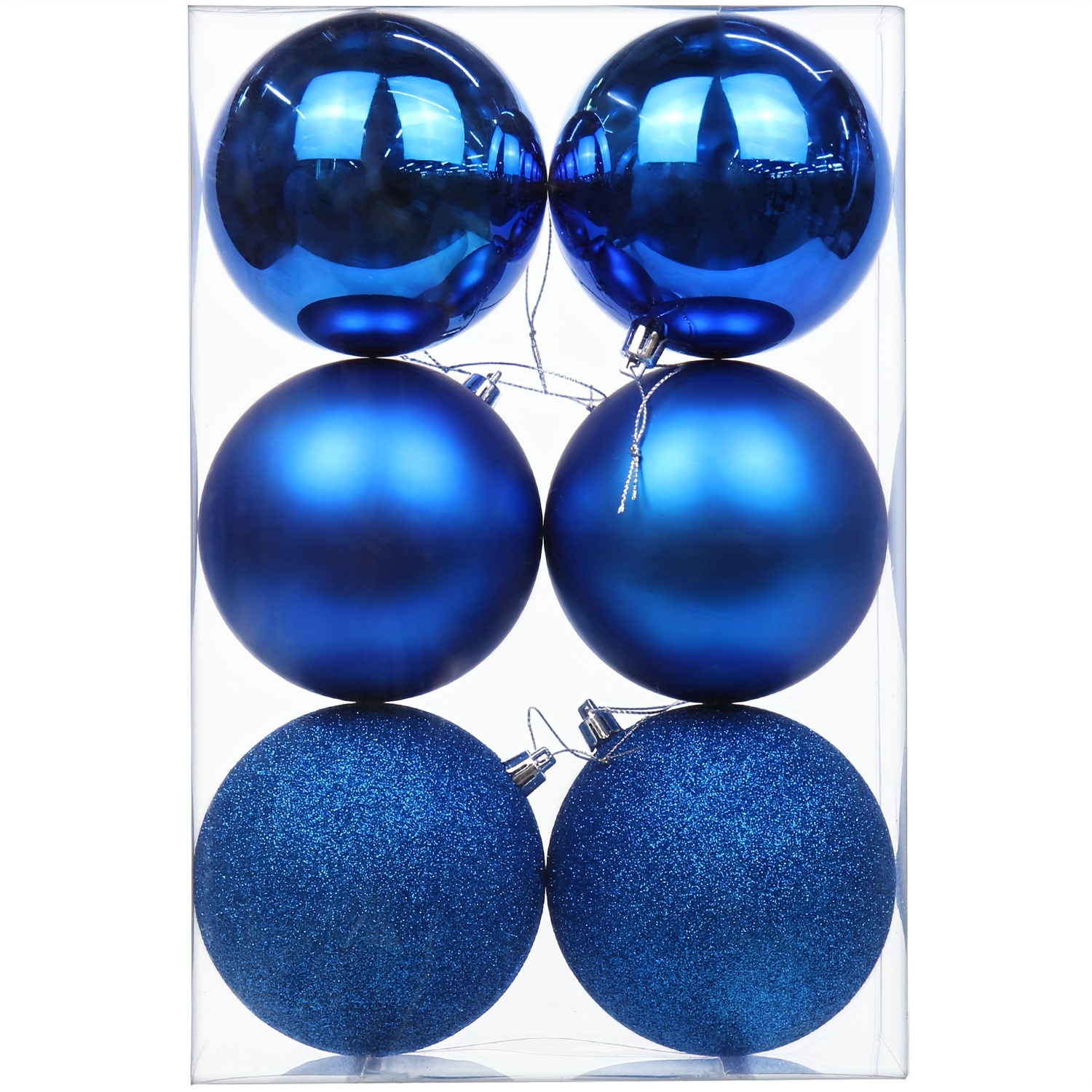 

6pcs/set 10cm Christmas Ball Hanging Ornament, 10cmx6pcs + Pvc Box/bright+matte+pink/royal Blue