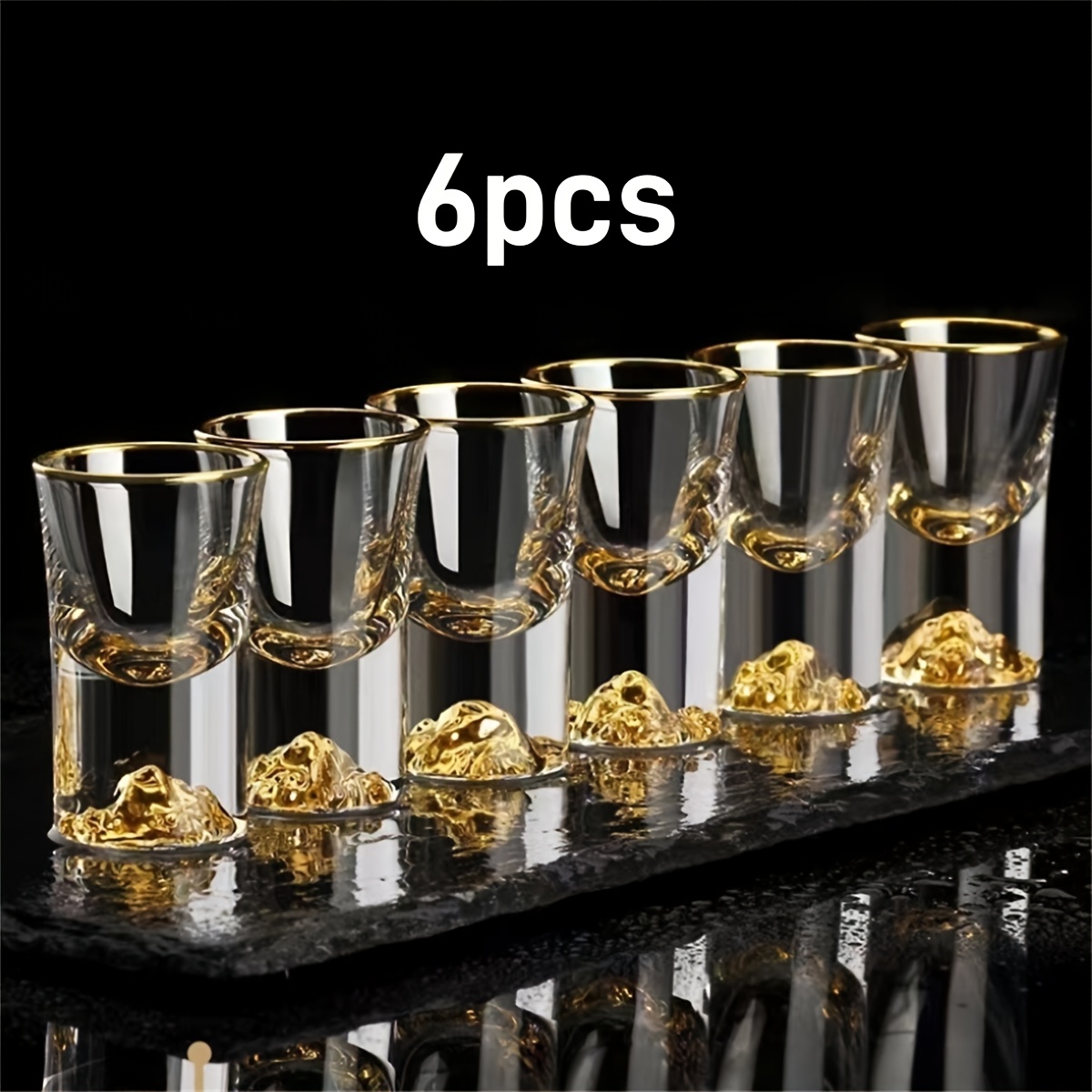 TEMU 6pcs Set Of Elegant Glass Shot Glasses With Detailing - 24ml/0.8oz Tequila/ Cups, Reusable, Dishwasher Safe, Perfect For Father's Day Gifts