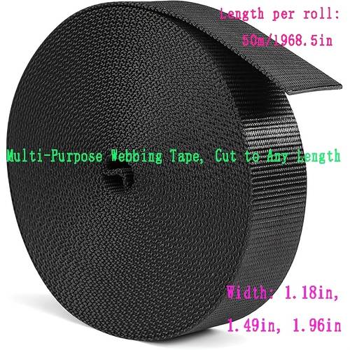 1pc 54 68 yards in length 1 18 inches 1 49 inches 1 96 inches wide fixed cable ties straps webbing for outdoor gear wear resistant webbing for pet leashes webbing for clothing and luggage ideal for dog collars seat belts