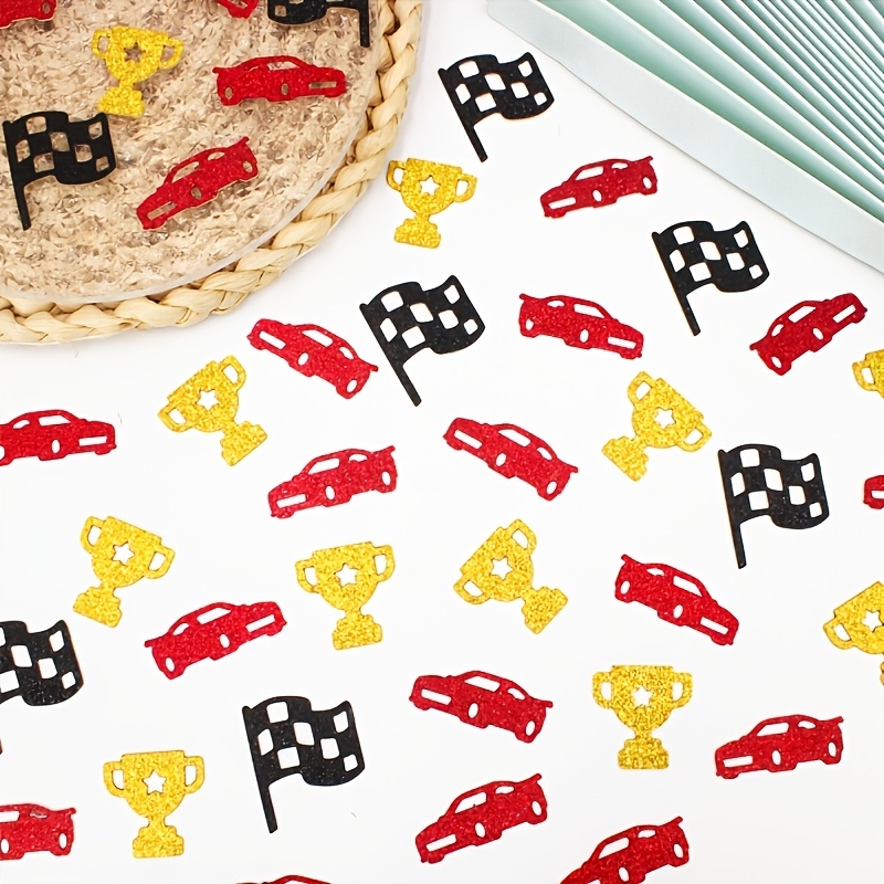 Image of 70pcs Racing Theme Glitter Sequins Birthday Party Decoration Car Theme Party Supplies Cake Table Decoration, For Christmas, Halloween