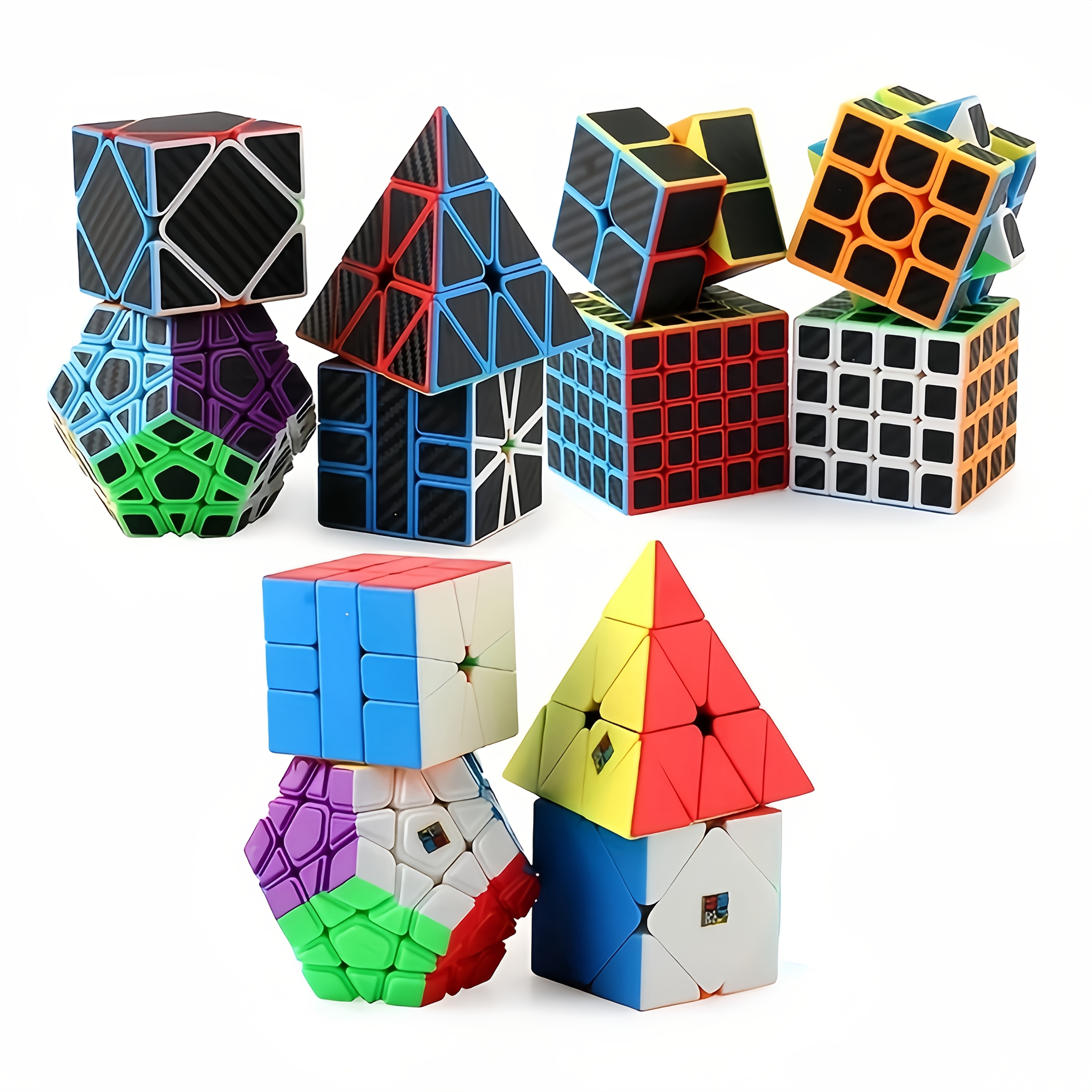 

4pcs Speed Cube Set Pyramid Megaminx Puzzle Set Wca Official Competition Puzzles Toys Magic Cube Classroom Competition Magic Cube Gift Box (carbon Fiber) Science And Education Toys