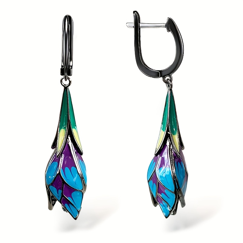 Image of 1 Pair Of Women's Fashionable Dangling Earrings, Exquisite Vintage Bohemian Flower Earrings, Jewelry For Women's Vacation Parties, Dinners, And Daily Casual Accessories