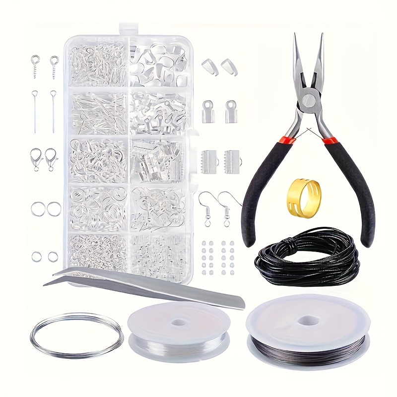 

900pcs Jewelry Making Kit With Pliers - Diy Beading Crafting , Necklace Earring Making Supplies, Adult Beginners Set With Findings And Repair Tools