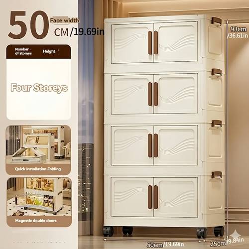 versatile stackable folding plastic storage cabinet 3 4 5 tiers with magnetic closure wheels doors waterproof ideal for bedroom living room kitchen organization storage trunks for