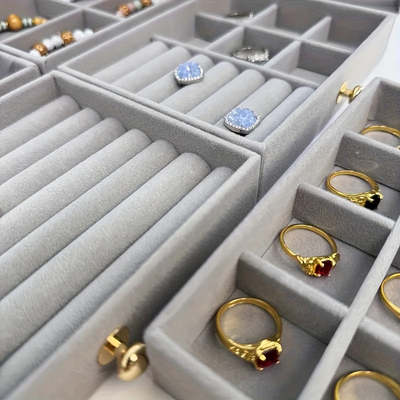 2 tier 5 layer large capacity transparent desktop jewelry organizer bracelet and necklace storage box with multiple compartments ring holder earring rack soft padded necklace and bracelet protector suitable for vanity or desk jewelry box jewelry boxes Product details 3