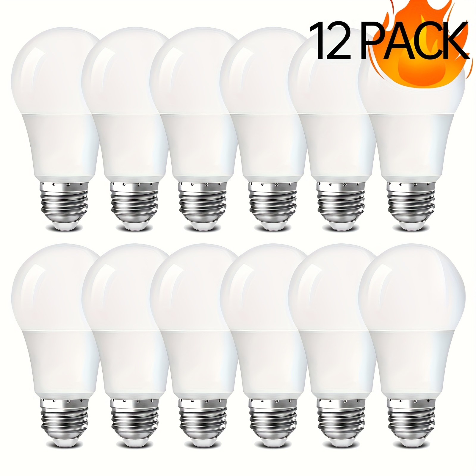 TEMU A19 Led Light Bulbs, 6/12 Pack 14w E26 Standard Light Bulbs Base, 4500k Day Light1000lumens Edison Bulb, Non-dimmable, Crl 85+, Screw Bulbs For