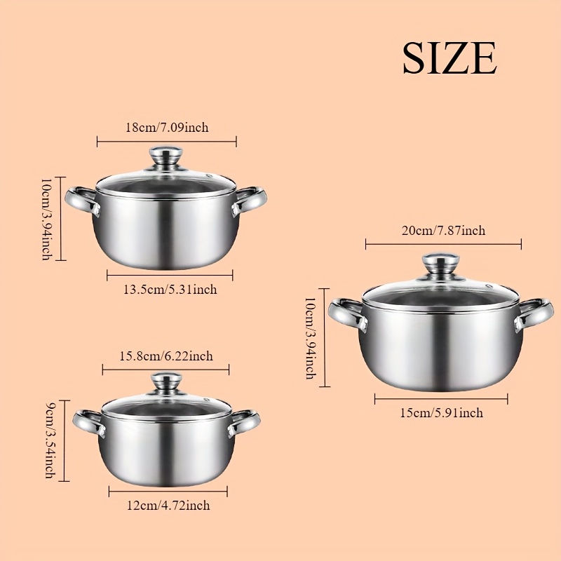 set of 6 premium stainless steel stockpots compatible with induction cookers featuring   types of stockpots details 4