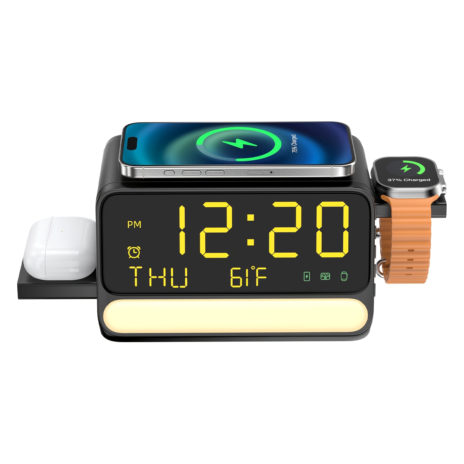 TEMU 7-in-1 Wireless Charging Station: Wireless Charging Enabled Phones & Earbuds, For Watch & Galaxy Watch, Wireless Charger Phone Charging Station