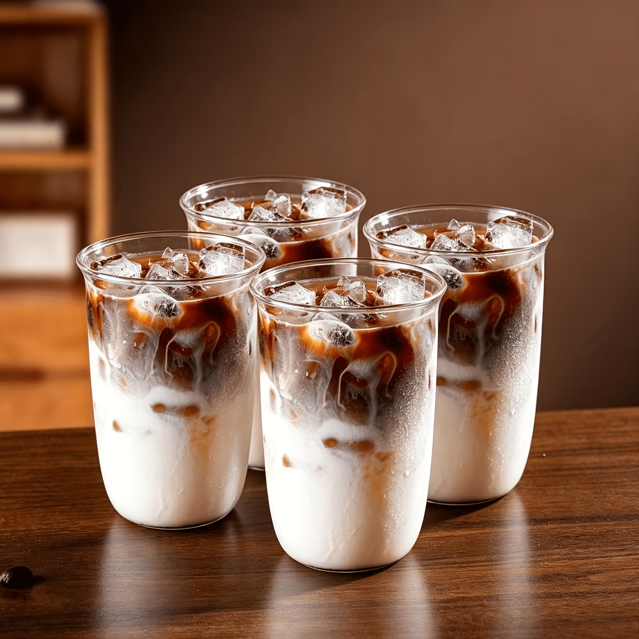 TEMU 4pcs Large Capacity Glass Cups - Reusable - High Borosilicate Glass Material, Heat And Cold Resistant - Suitable For Cappuccino, Tea Cups,