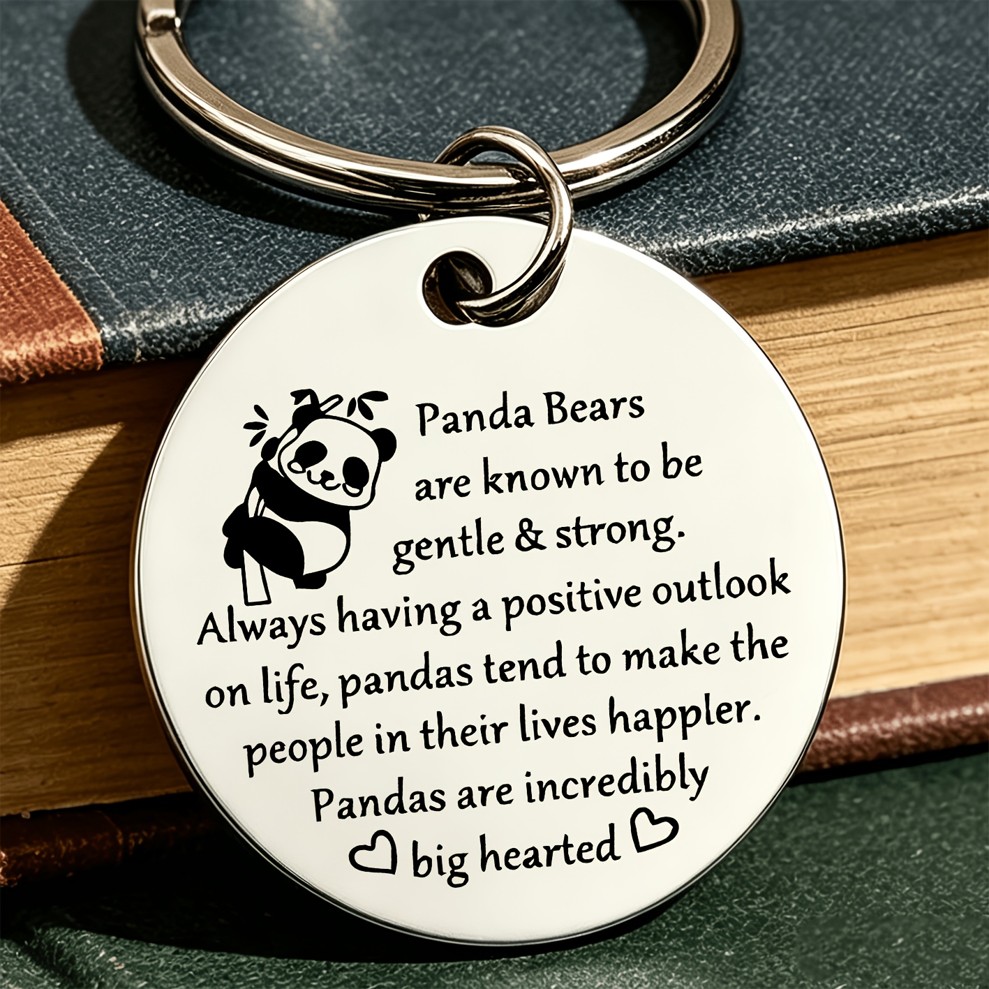 TEMU 1pc, Stainless Steel Keychain With Panda Illustrations And Inspirational Copywriting, A Niche Gift Suitable For Panda-loving For To Convey