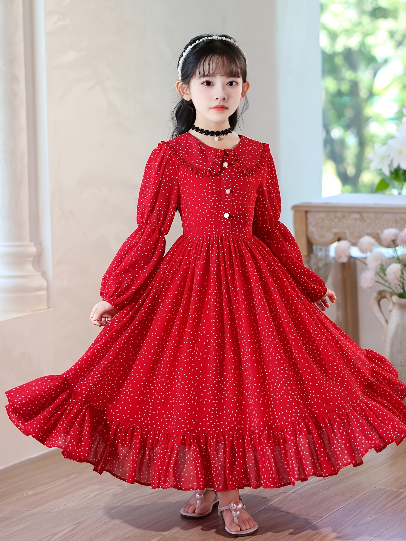 white christmas dresses Red Lace Tulle Wedding Flower Girl Dress Christmas Party Dress, Belt 4T --- Chest = 23 inches/ Waist = 22 inches/ Hollow to Knee = 25 Inches