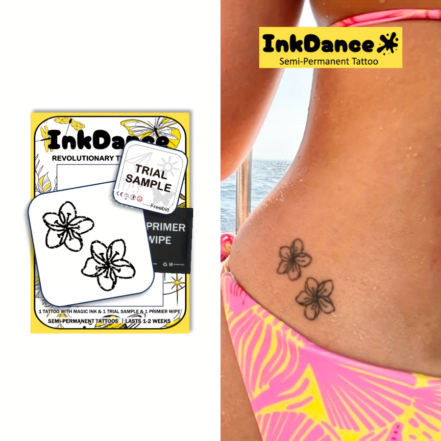 Image of Egg Flower Tattoo Stickers, Cute Semi-permanent Tattoos, Temporary Tattoos For Women, Fake Tattoos, Waterproof And Long-lasting, Realistic, Natural Plant Formula, Gift Mnf085