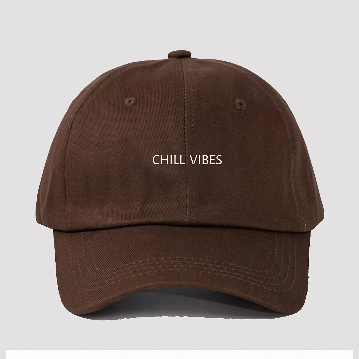 Vibes" Printed Baseball Cap - Adjustable, Lightweight Dad Hat For | Casual Solid Color With Polyester Fabric