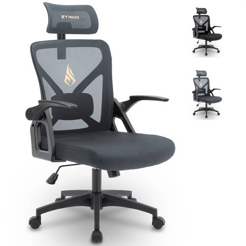 ergonomischer bürostuhl mit verstellbarer kopfstütze, armlehnen, lordosenstütze drehbarer schaukel-funktion – atmungsaktives mesh-design, bis zu 150 kg belastbar