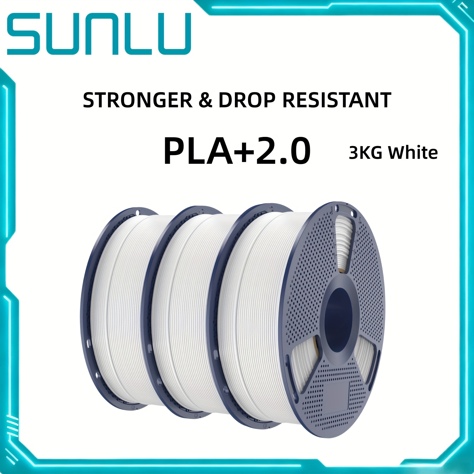 3kg Sunlu 2.0 3d Printer Filament, Upgrade Pla+ Filament 1.75mm, And Stronger, Wound Filament, Dimensional Accuracy +/-0.02mm, 1kg Each Spool(2.2lbs)