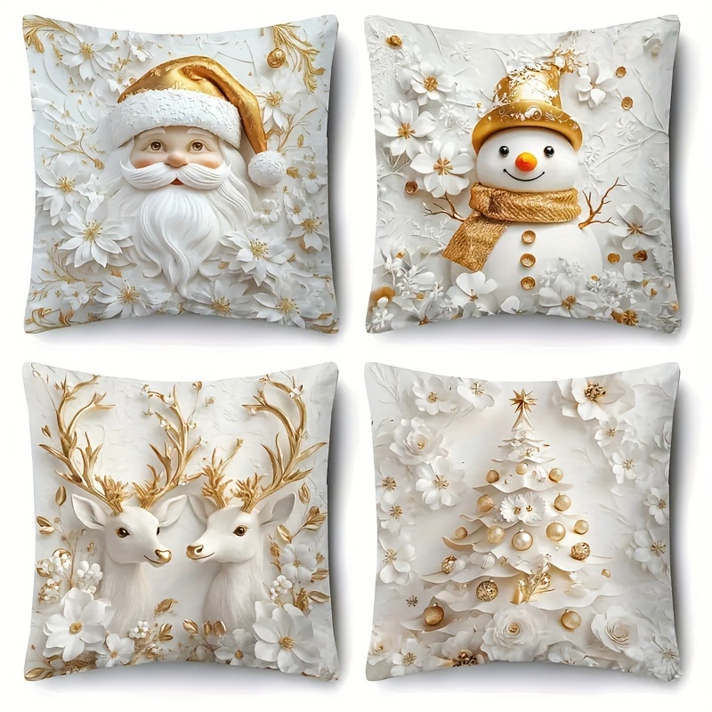 

A Set Of 4 Christmas Pillowcases, 18x18 - , Polyester, - Decorative Pillowcases, For , , Sofa Decoration, Not