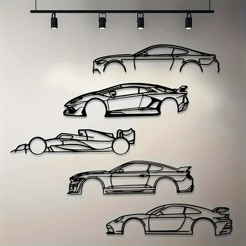 

Silhouette de Voiture de Course en Métal pour Mur - Cadeau Idéal pour les Passionnés de Voitures, Décoration Intérieure/Extérieure pour la Maison & la Chambre