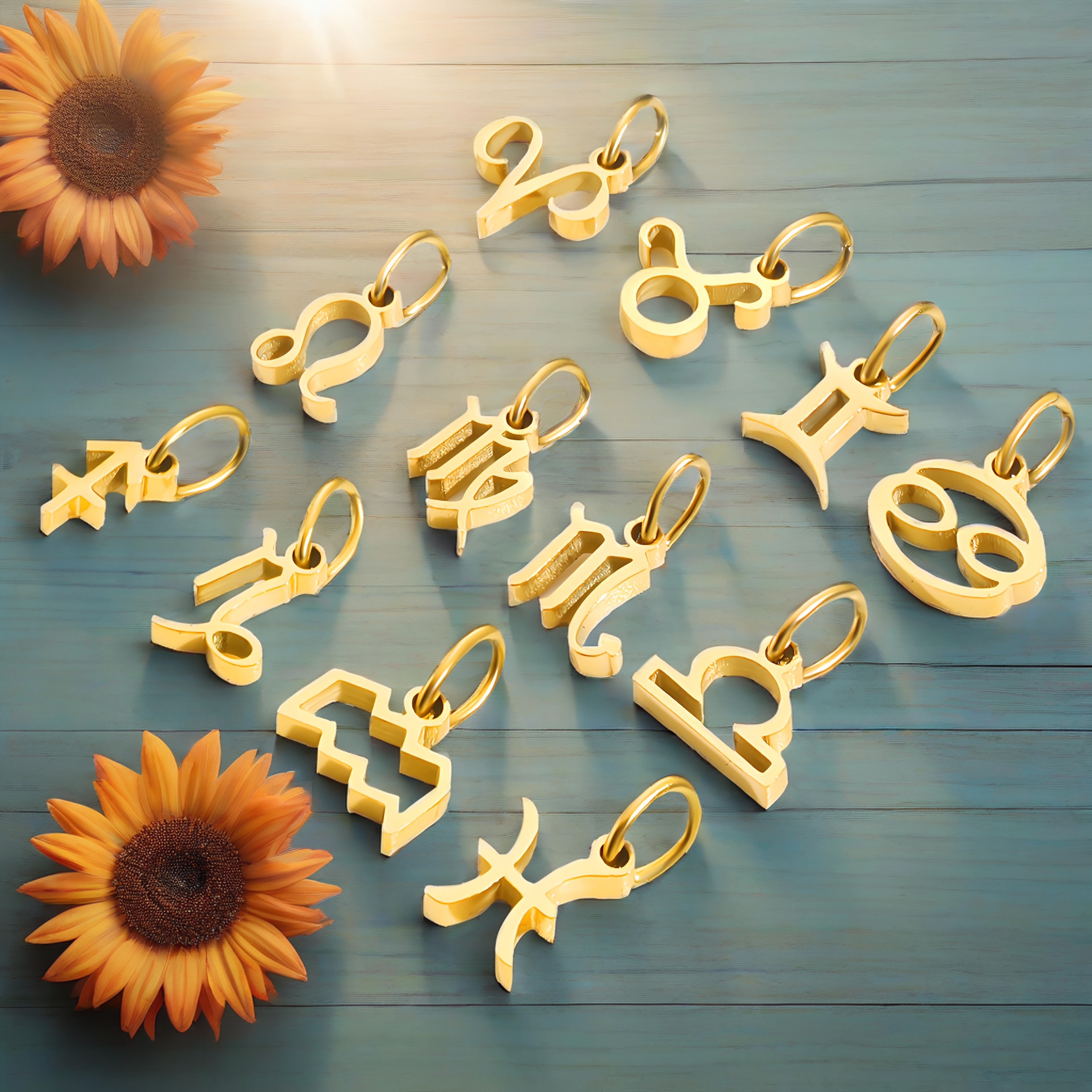 12pcs Stainless Steel Constellation Pendant Necklace Set