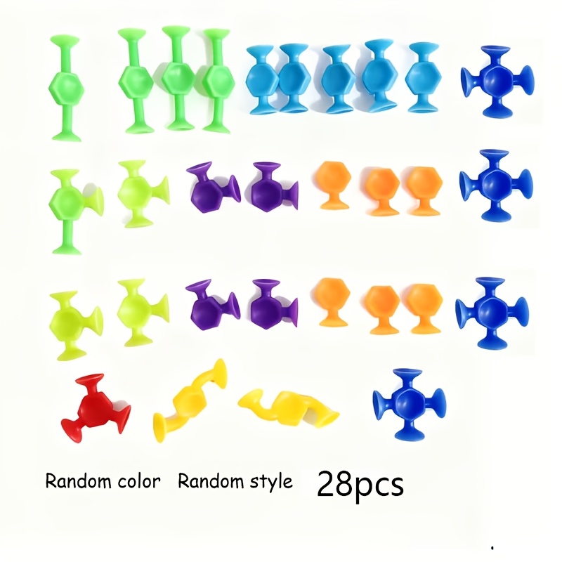 TEMU 28 Suction Cup Sensory Toys, Soft Textured Sensory Window Building Toys, Scientific Intelligence Games To Hand And Brain , Halloween And