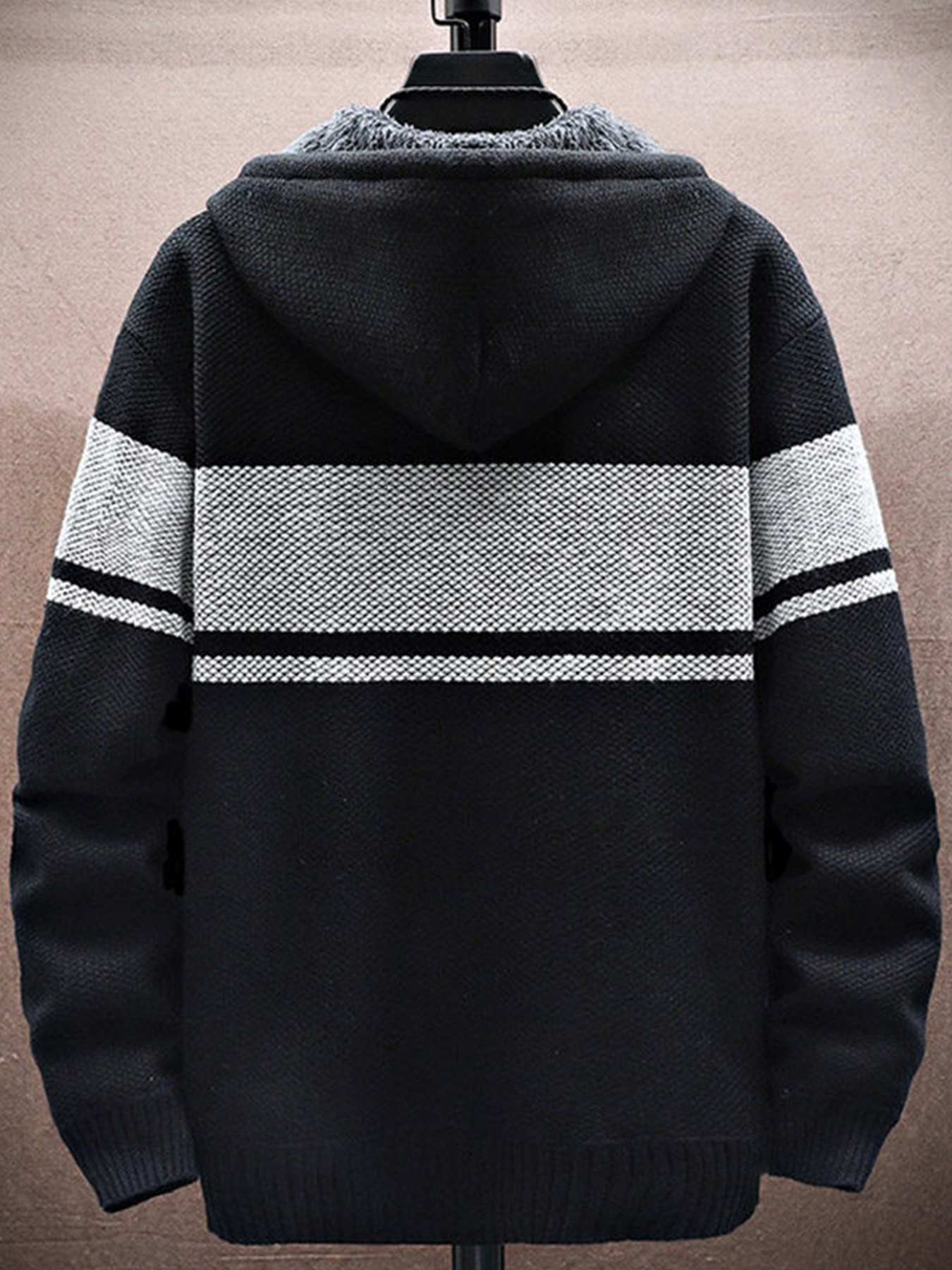 秋冬新款连帽拉链男士休闲长袖夹克外套百搭保暖外穿拼色款休闲男上衣 商品详情 4