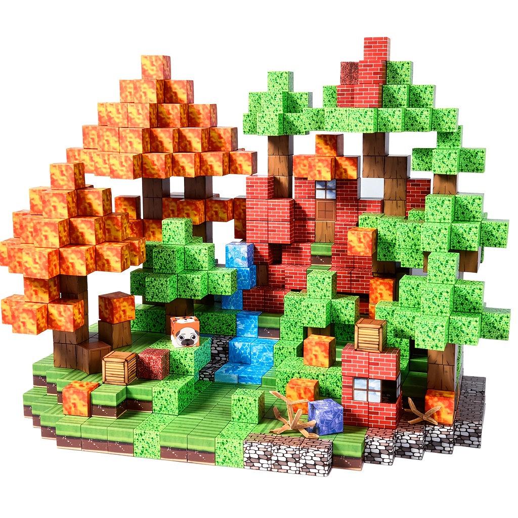 128pcs Magnetic Building Blocks, Random Styles and Patterns