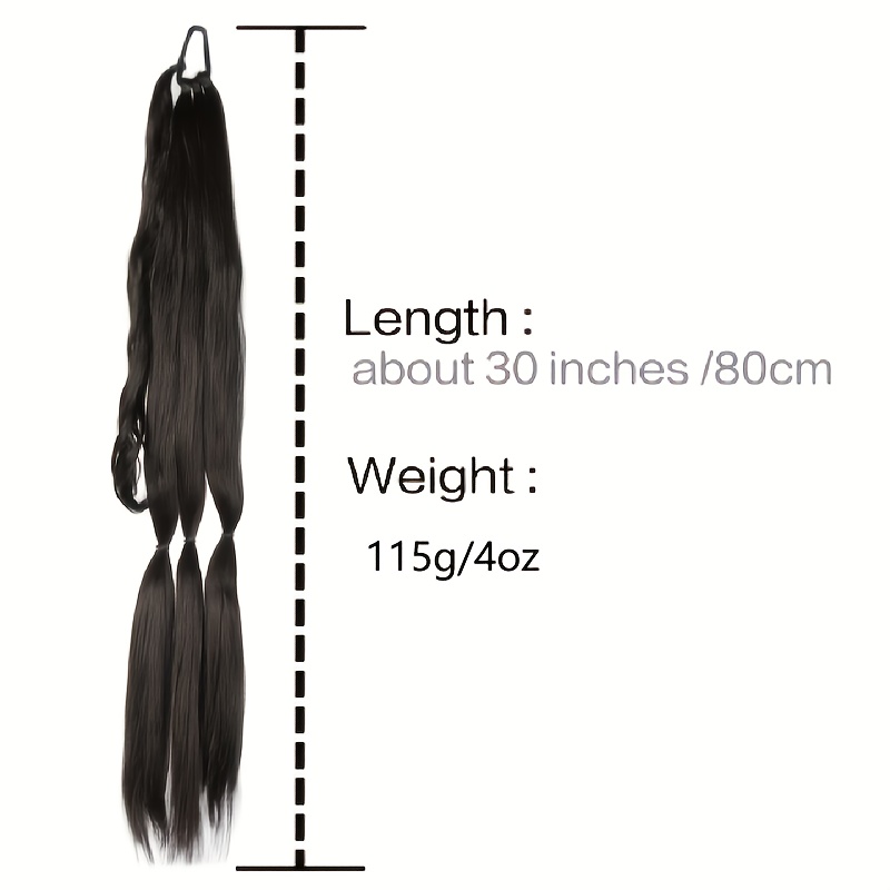 extend   of the braided ponytail hairstyle suitable for all   long straight hair wrapped ponytail wig natural and soft artificial hair strands suitable for ladies daily wear details 5