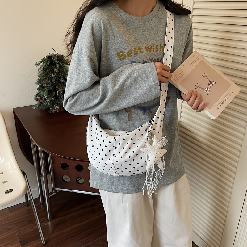Polka Dot Star Pendant Dumpling Crossbody Bag_voghion.com