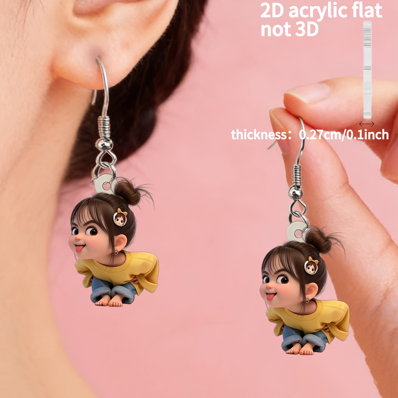 Women's Playful 2D Flat Acrylic Earrings, New Style 2026