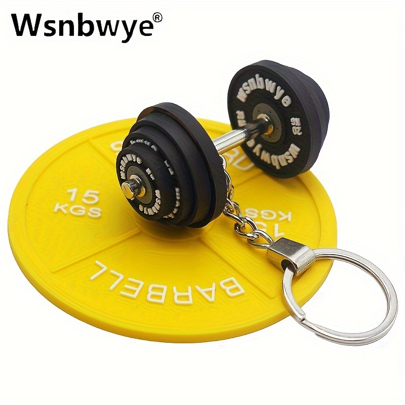Image of 1pc Wsnbwye Fitness Creative Mini 15kg Men's And Women's Sports Barbell Dumbbell Kettlebell Keychain Weightlifting Small Model Keychain Sports Theme Collectible Gift Pendant
