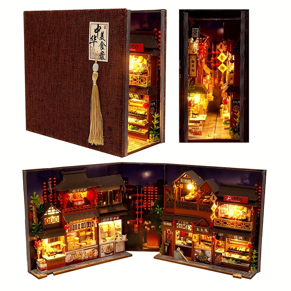 1pc 3d wooden puzzle book nook kit miniature dollhouse - Temu