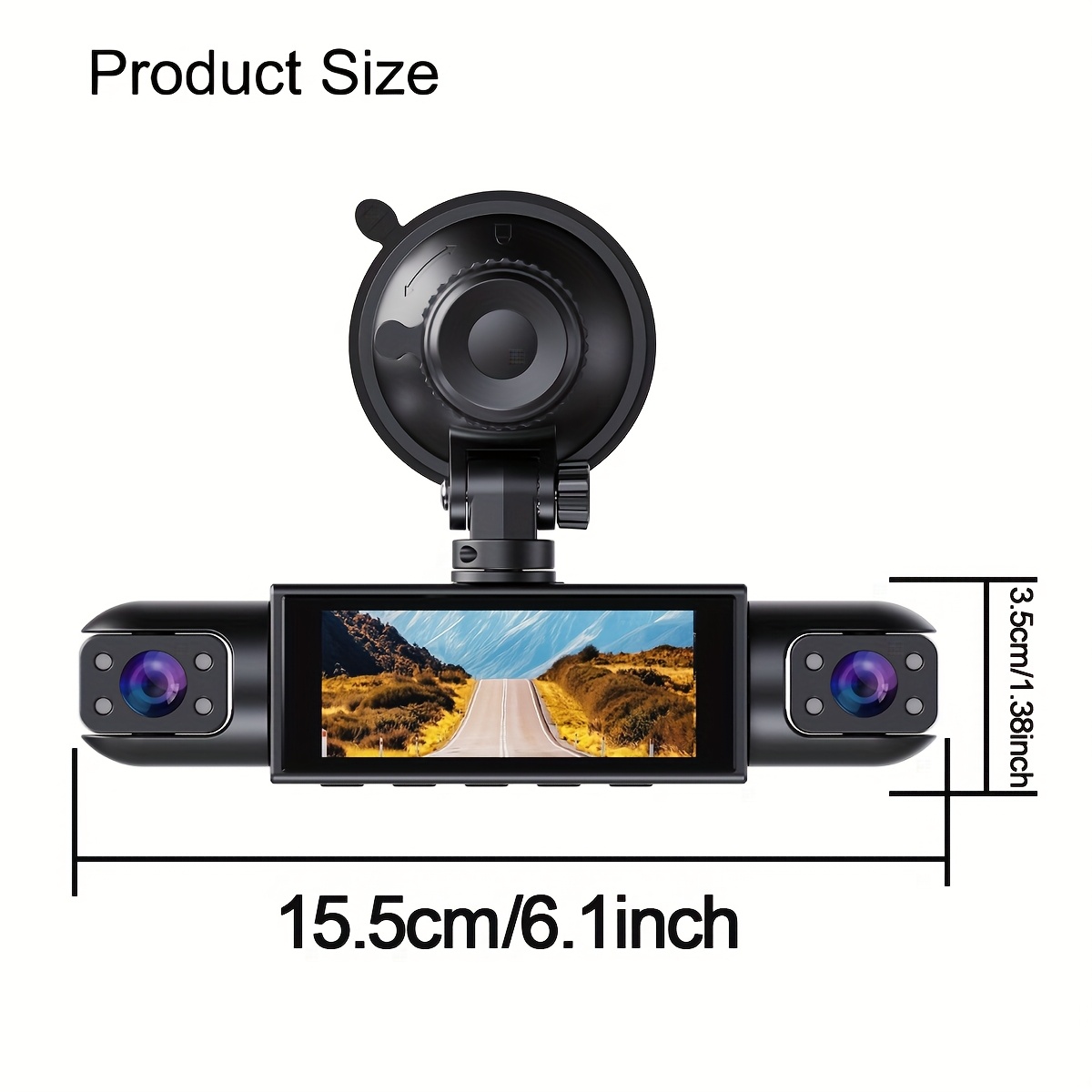 360 car dash cam real 4 channel design   3 channel front 1080p full hd rear   720    with   inch lcd screen rotatable lens night vision loop recording 24 hour parking monitoring Product details 2
