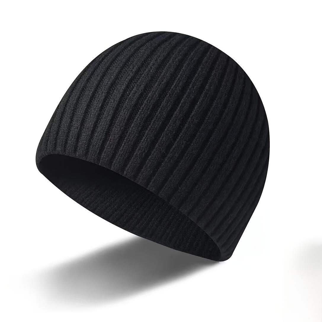 TEMU Men's Spring Knitted Beanie, Warm And Cold-proof -lined Versatile Knitted Hat, Outdoor Cycling And Sports Cold-proof Pullover Cap, Simple And