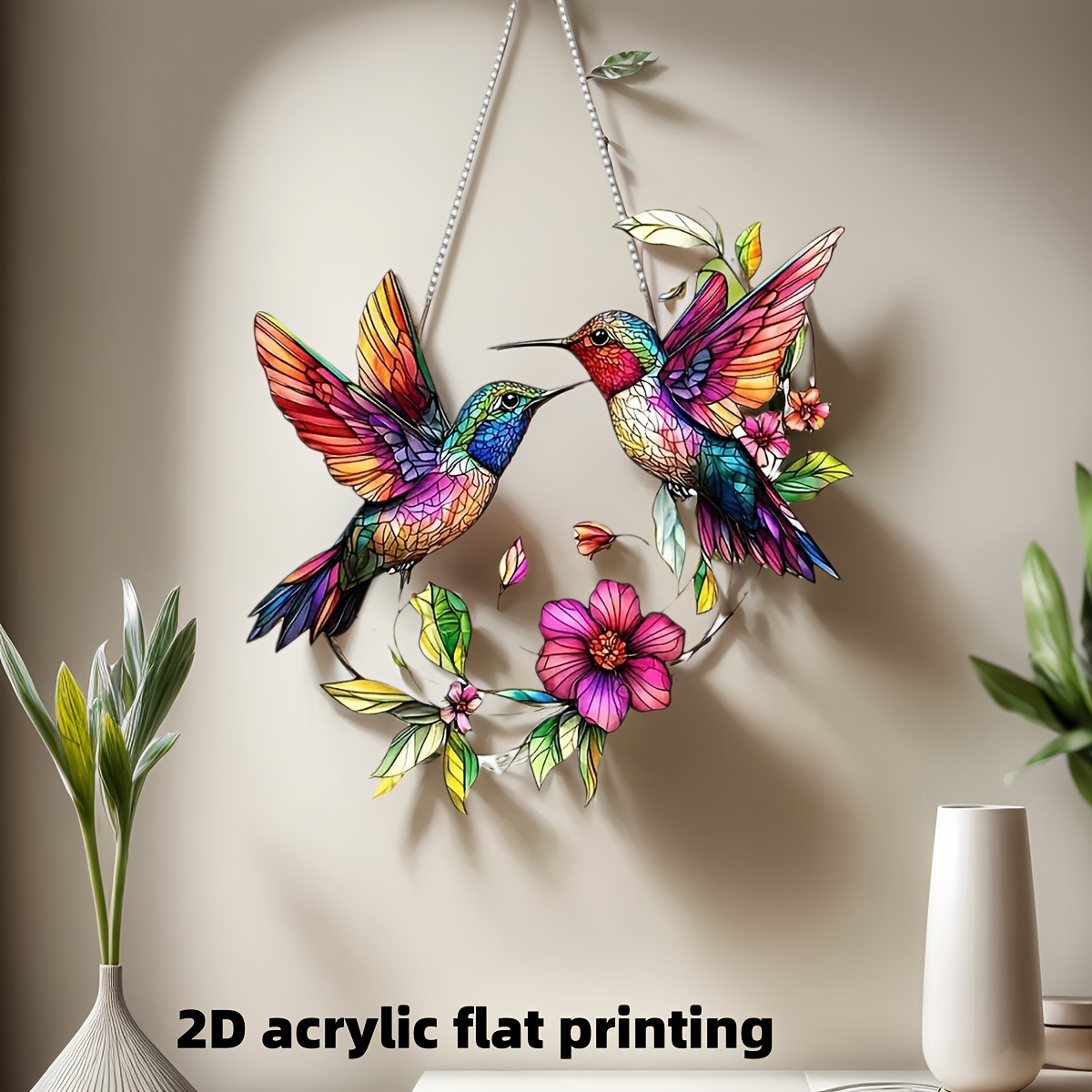 

2d Flat Unique Hummingbird Light 2d Acrylic Flat Print, Ideal Gift For Moving. 8"x 8" Christmas Decoration, Perfect Gift For Ladies And