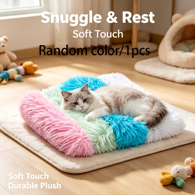 TEMU 1 Couleur Aléatoire, 1pc Petit Lit Confortable pour Animaux de Compagnie, Adapté aux Chats et Chiens Toute l'Année, -Tête pour Chat, Oreiller de