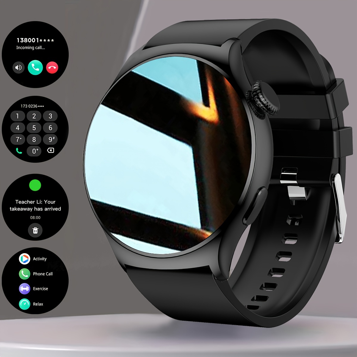 

Black Silicone Men Smart Watch With Wireless Call, Message Reminder, Sports Mode, Custom Wallpaper, Sport Smart Watch