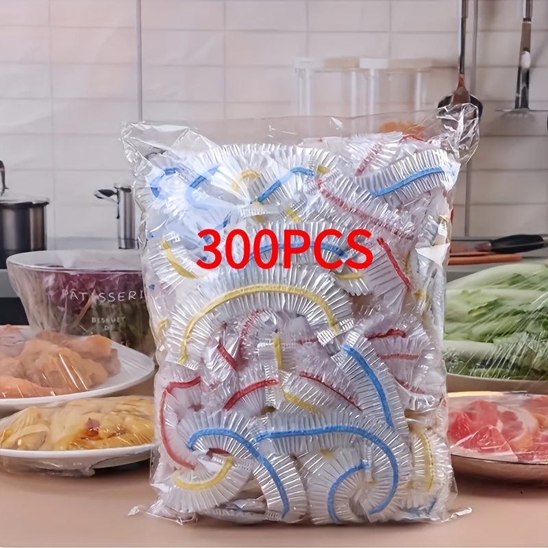 300   disposable food covers   pe plastic wrap for bowls containers kitchen storage accessories details 0