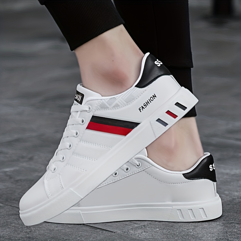 Men's Lace-up Sneakers, Striped Design Skateboard Shoes, Provide Good Traction, Breathable and Comfortable
