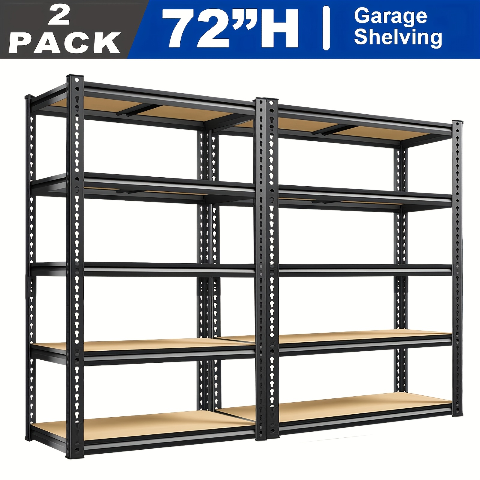 TEMU [heavy Duty Shelving] Heavy Duty 5 Tier 2000lbs Metal Shelving Units | 72"h Garage Shelving Storage Shelves, Adjustable Metal Shelving Unit For