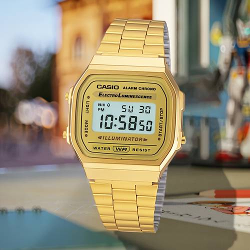 watch internet celebrity retro small square small silvery block electronic watch a168wg 9