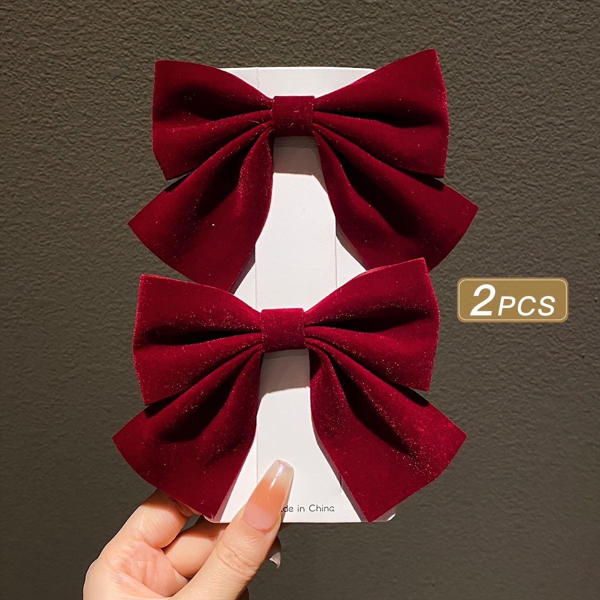 

2pcs Elegant Dark Red Fabric Bow Hair Clips, Suitable For Party Styling, Perfect Gifts For Girls