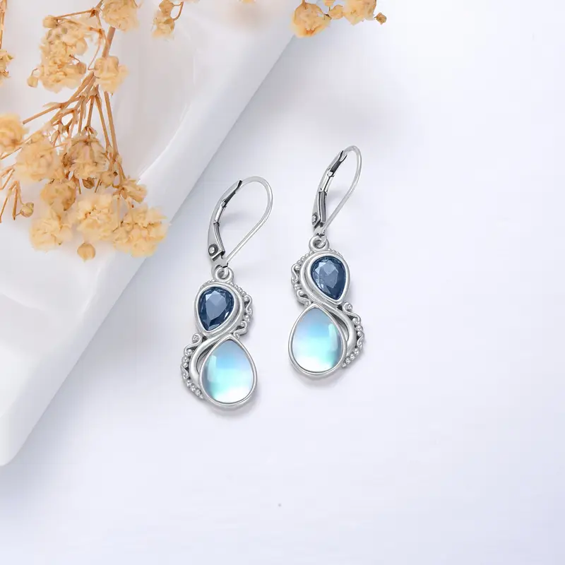 earrings 925 sterling silver vintage dangle drop leverback earrings with 12 months birthstone jewelry gifts for women her Product details 1