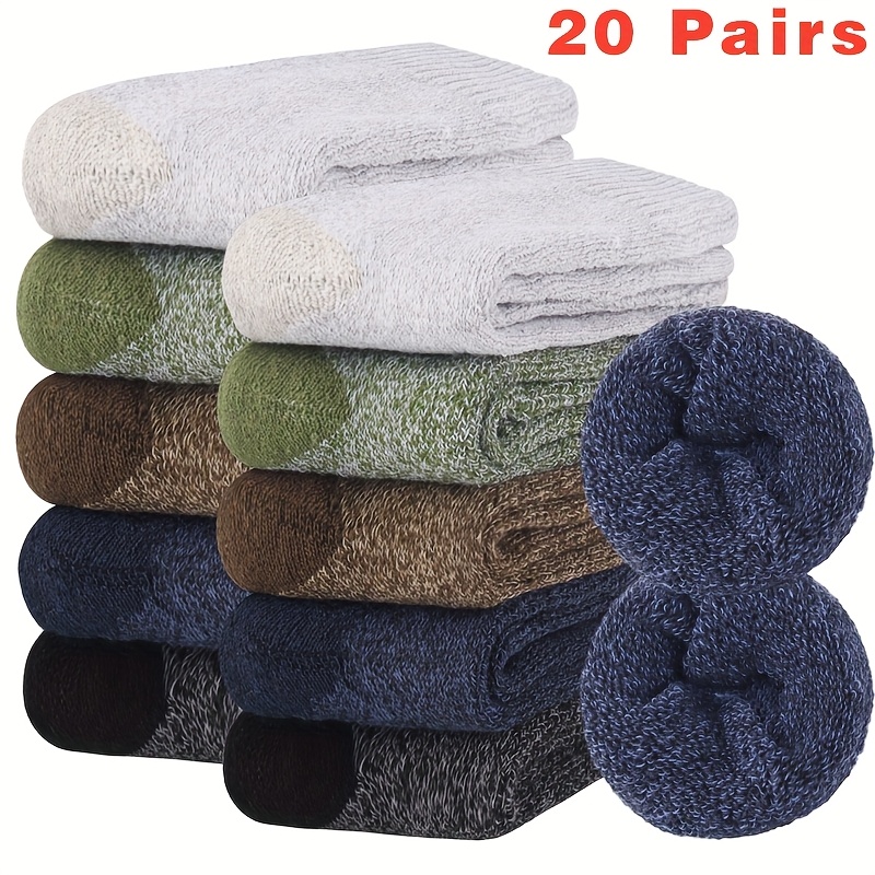 Image of 20 Pairs Quazilli & Heavy Thermal Winter Socks - Warm Thick Hiking Socks With Color (), Eu 4-9, Machine Washable Tery For Outdoor, Christmas Gifts For, Husband, - Pack, For Teenager