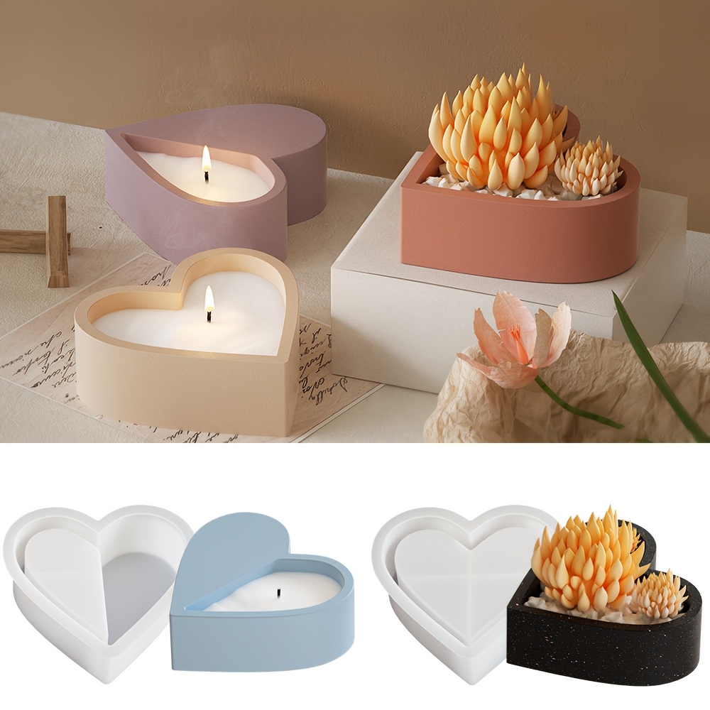 

1pc Silicone Heart-shaped Candle Holder Mold, , Multipurpose Love Retro Candle Jar Storage Box, Diy Plaster & Concrete Cup, Jewelry Container Crafting Mold