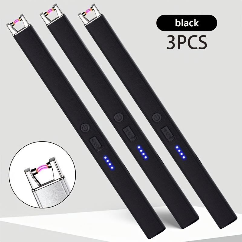 3pcs Windproof Flameless Electronic Lighter, Rechargeable Arc Usb Lighter With Safety Lock Portable Lighter With Type-c Charging, Built-in Lithium Battery For Outdoor Kitchen, Bbq, Camping